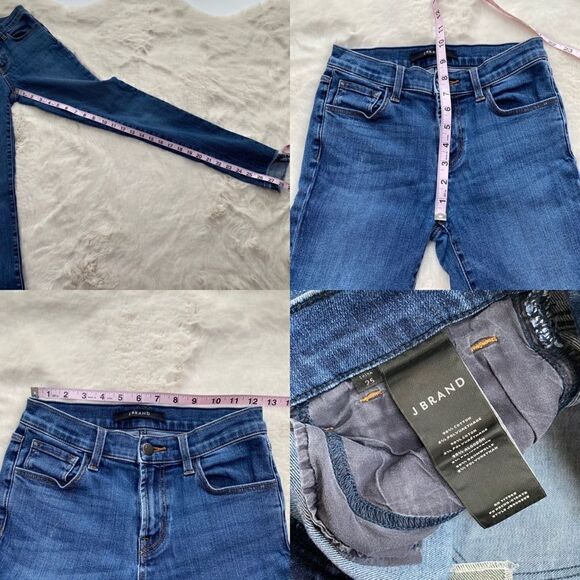 J Brand Raw Edge Asymmetrical Hem Medium Wash Skinny Jeans 25 - Picture 11 of 13